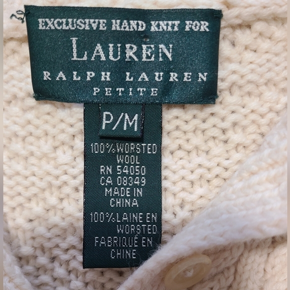 Lauren Ralph Lauren wool hand knit cream sweater - Picture 8 of 10